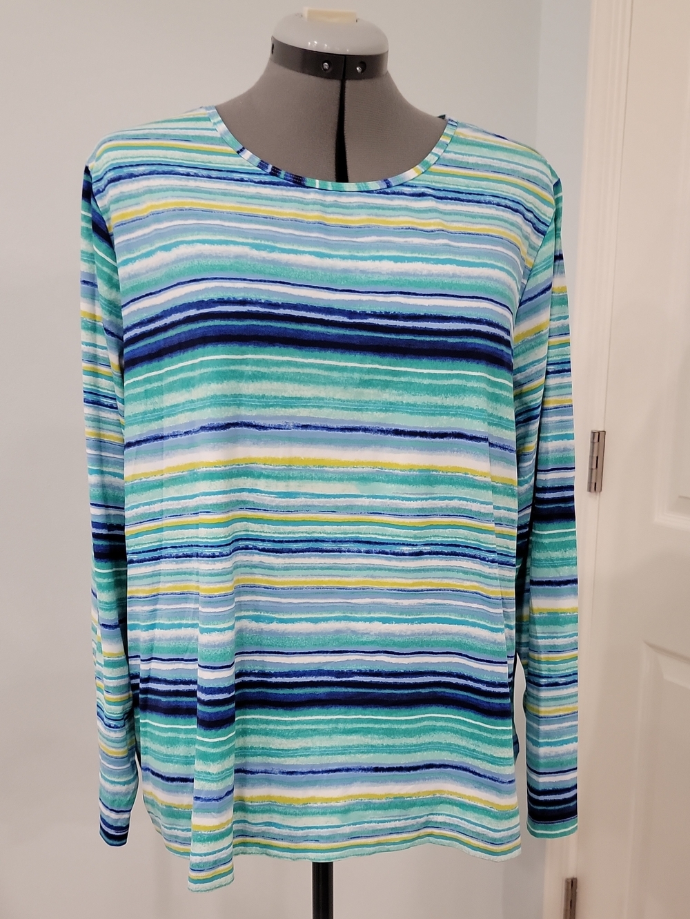 Land's End Rash Guard Sun Protection Swim Shirt 2X Blue EUC